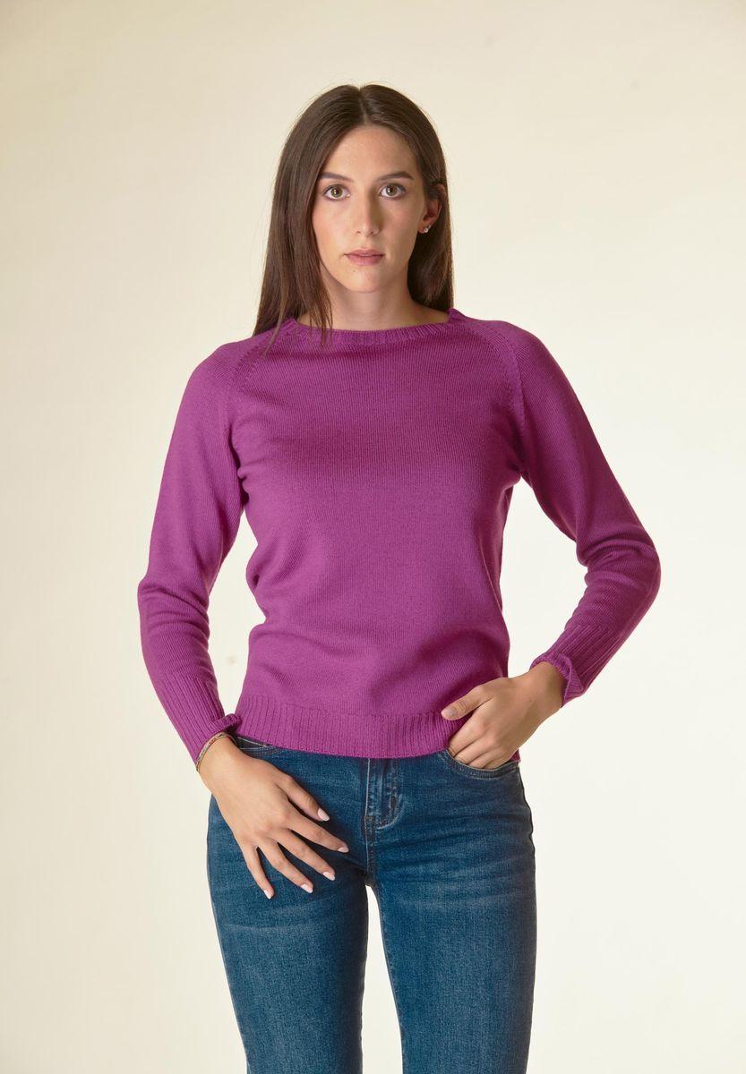 Angelico Maglia ciclamino girocollo raglan Lana-Gatto Qualità