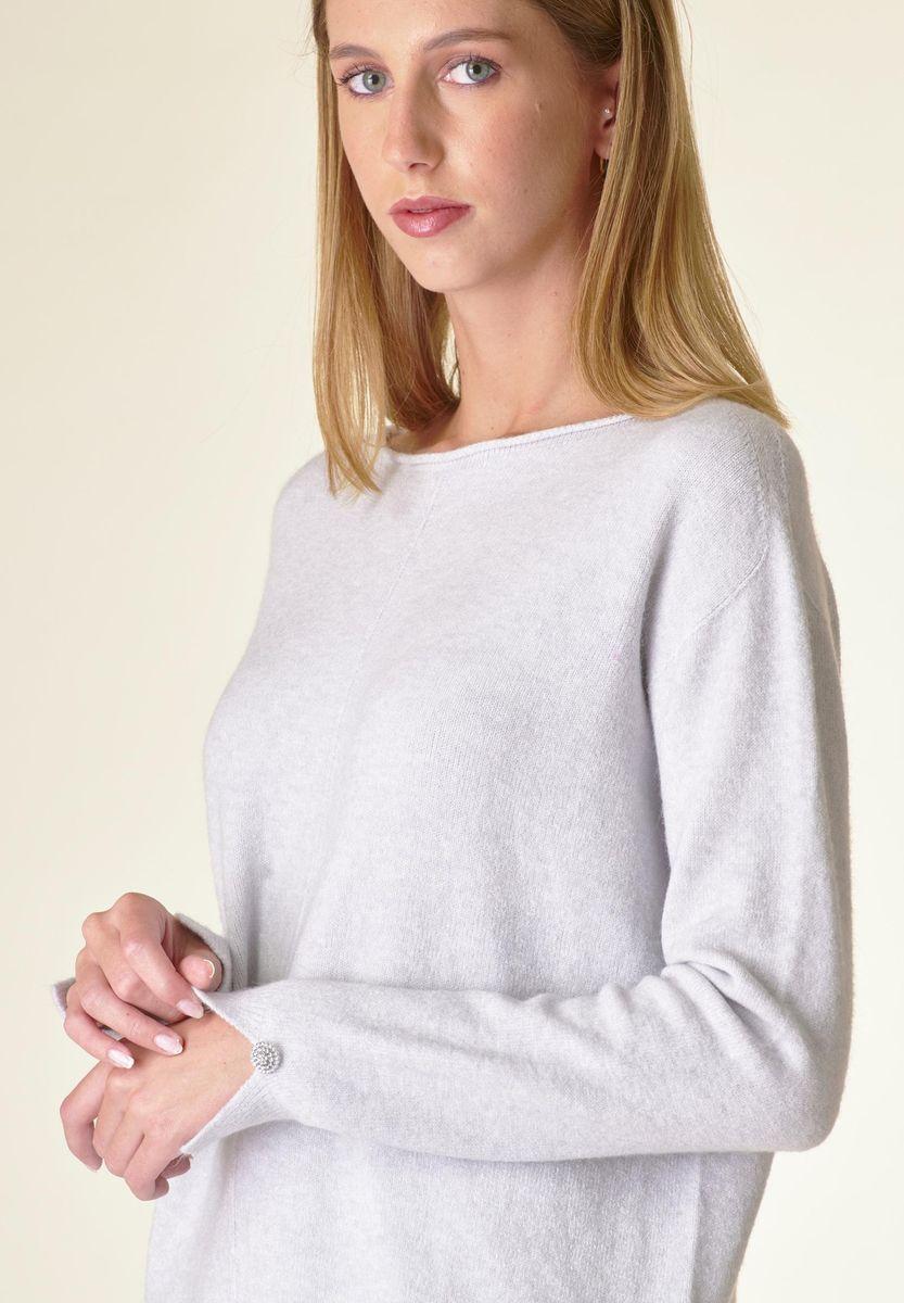 Angelico Maglia perla barchetta viscosa soft bottoni gioiello Pezzi Unici
