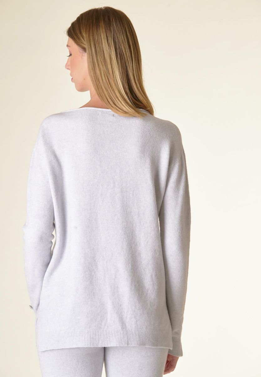 Angelico Maglia perla barchetta viscosa soft bottoni gioiello Pezzi Unici