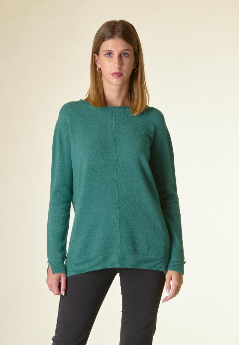 Angelico Maglia verde barchetta soft bottoni gioiello Qualità Garantita