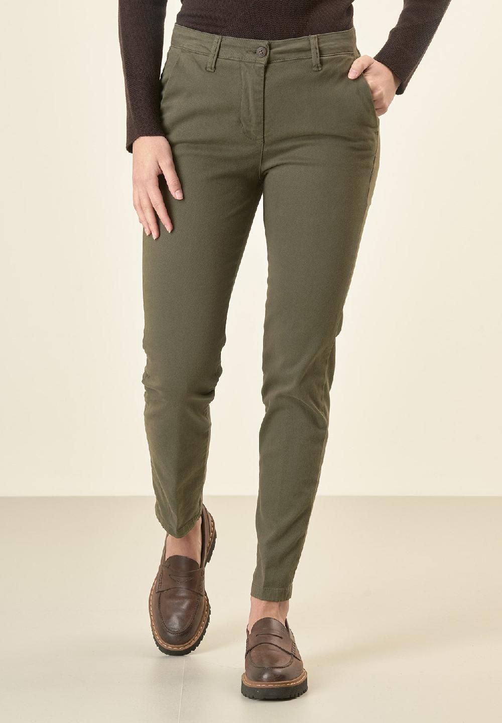 Angelico Pantalone verde chinos cotone stretch Acquista Ora