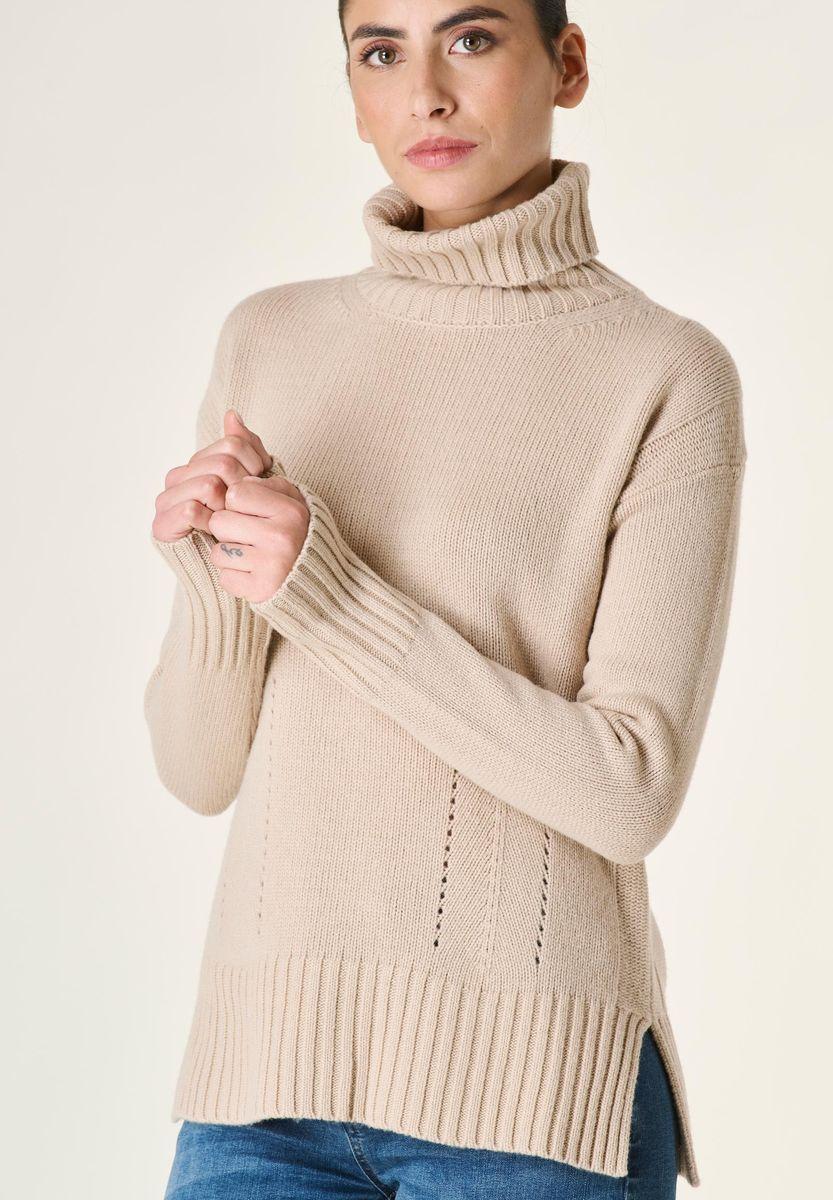 Angelico Dolcevita cammello lana con spacchi In Vendita