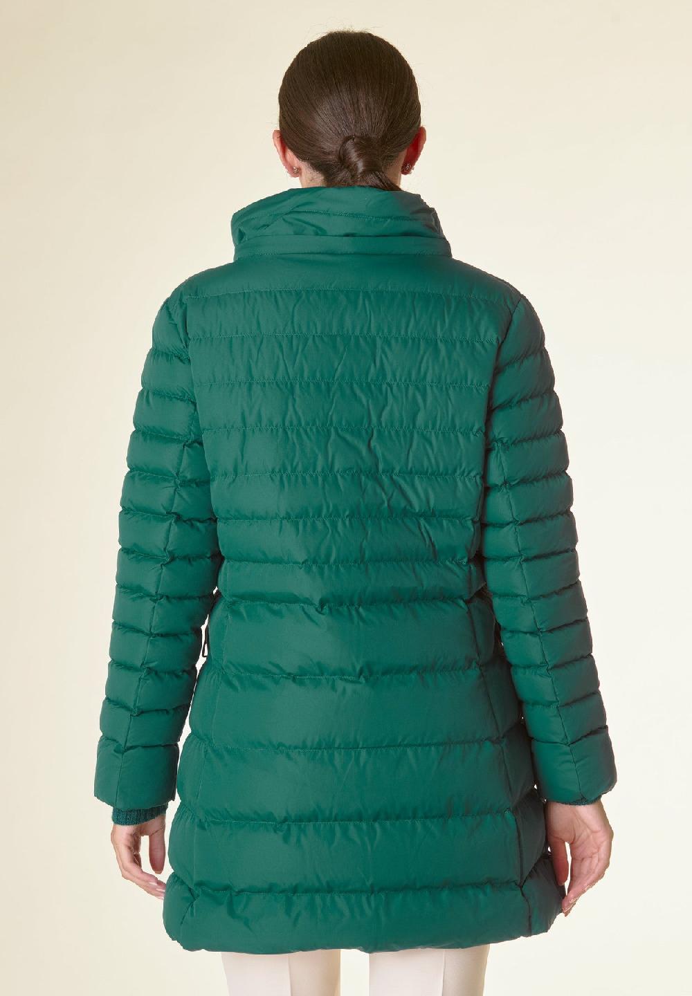 Angelico Piumino lungo verde cappuccio bordo ecopelliccia Offerte